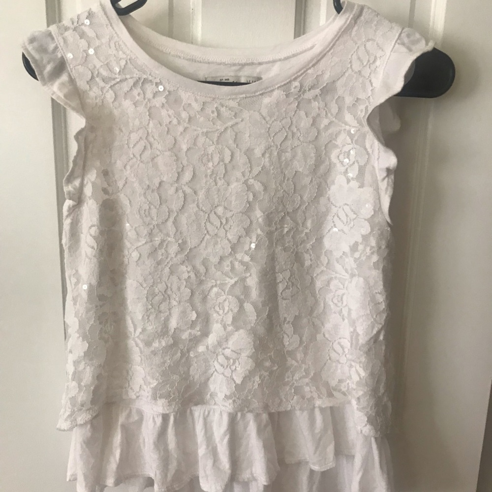 white SEQUINED ABERCROMBIE SHIRT